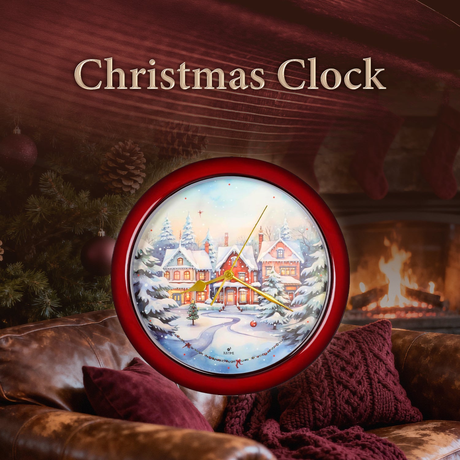 14″ Santa & Snowman Christmas Carol Wall Clock | JUSTIME – JUSTIME