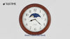 Load and play video in Gallery viewer, JUSTIME 14 Inch Exclusive Solid Oak Wood Non-Ticking Sweep Mechanical Specialty Moon Phase Moving Dial Wall Clock, Gift, Home Décor