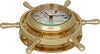 JUSTIME 3.5 Inch Antique Solid Brass Ship Wheel Clock 3.5 Inch, Nautical Wall Hanging Décor SWM-35-SW-076