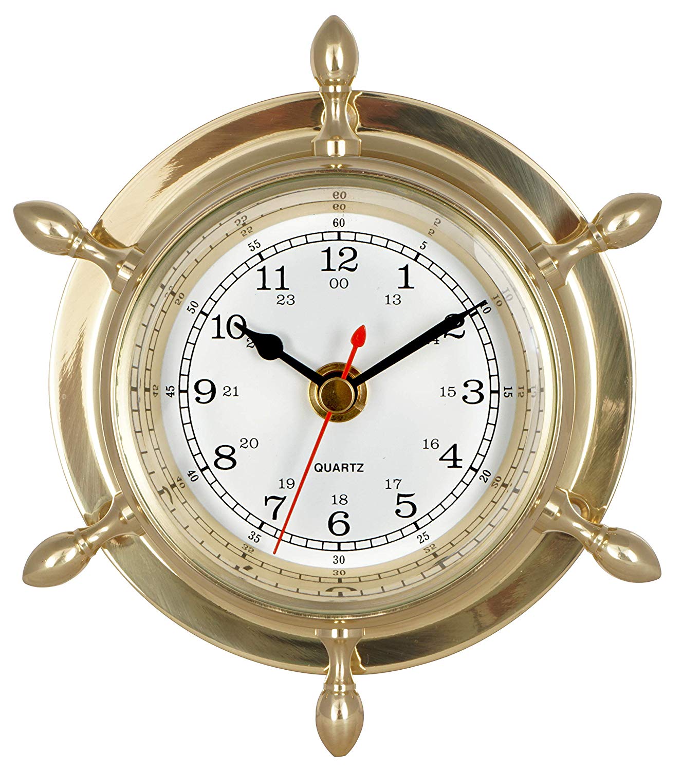JUSTIME 3 Inch Antique Solid Brass Ship Wheel Clock, Nautical Wall Han –  JUSTIME Clocks