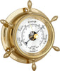 JUSTIME 3 Inches Antique Solid Brass Ship Wheel Barometer, Nautical Wall Hanging Décor BT2428498