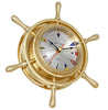 JUSTIME 3.5 Inch Antique Solid Brass Ship Wheel Clock 3.5 Inch, Nautical Wall Hanging Décor SWM-35-SW-076