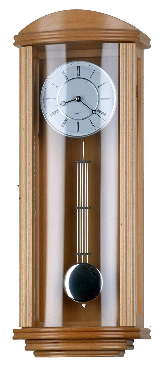 23-inch Tall Concise Modern Pendulum Wall Clock Natural Hardwood Convex  Crystal Frame Door Pendulum Clock, Home Decor - P00083