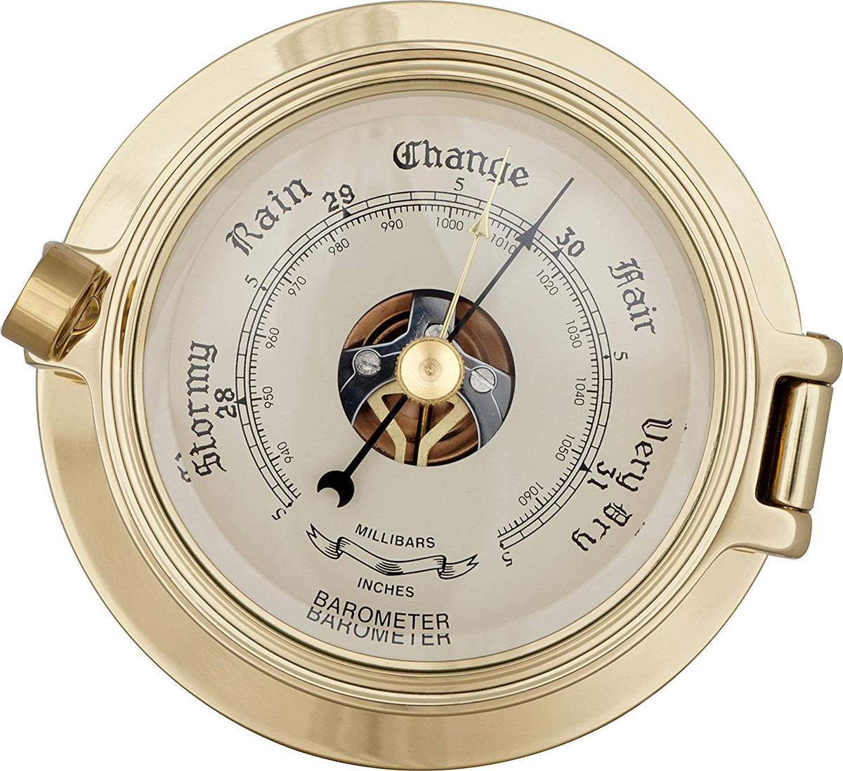 JUSTIME 3.5 Inch Brass Latch Porthole Barometer, Nautical Wall Hanging ...
