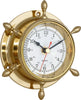 JUSTIME 3 Inch Antique Solid Brass Ship Wheel Clock, Nautical Wall Hanging Décor SWM-03-SW-209