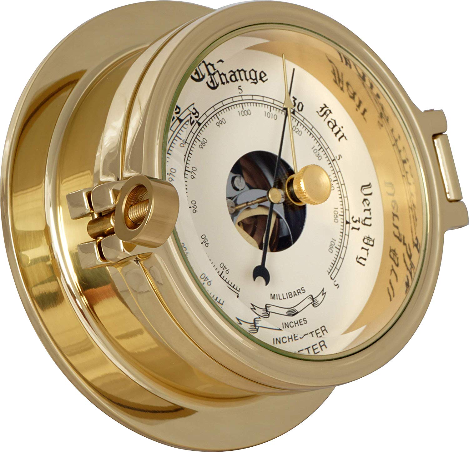 3 Inch Barometer Insert JUSTIME 3.5 Inch Brass Latch Porthole Barometer, Nautical Wall Hanging ...