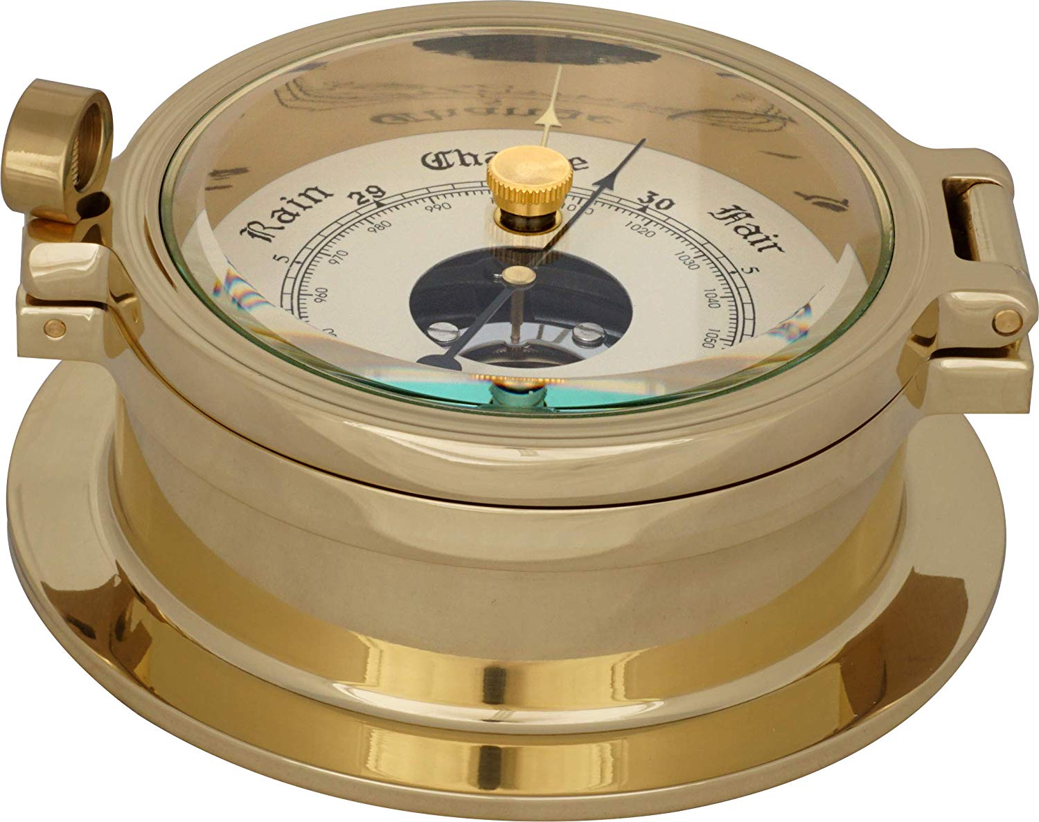 3 Inch Barometer Insert JUSTIME 3.5 Inch Brass Latch Porthole Barometer, Nautical Wall Hanging ...